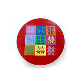 囍字吸水杯墊-九宮格囍