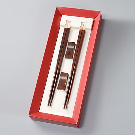 紫檀方貝筷2雙2筷架/盒