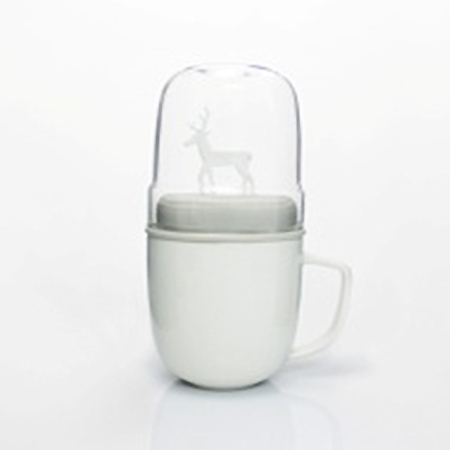 dipper 1++麋鹿雙杯組-馬克杯+玻璃杯子(白色款/灰蓋)