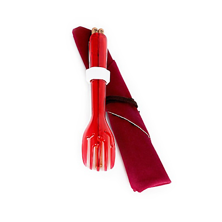 dipper 3合1環保餐具組-莓果紅叉/陶瓷湯匙