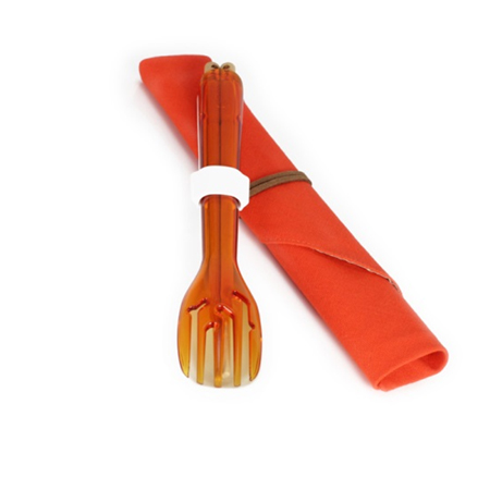 dipper 3合1環保餐具組-甜戀橘叉/陶瓷湯匙